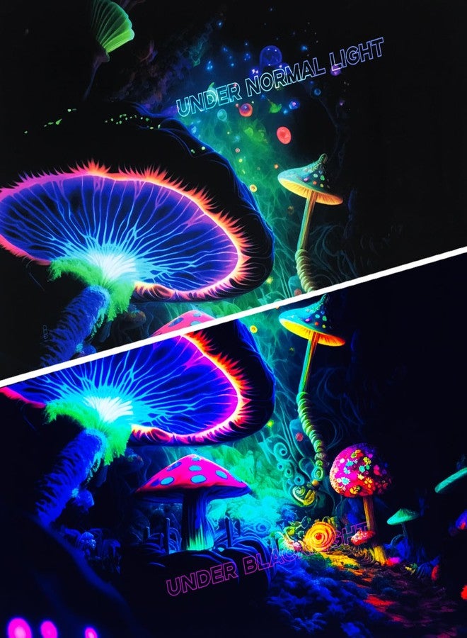 TUGCAY Blacklight Mushroom Tapestry Glow In The Dark Fantasy Forest Tapestry UV Reactive Magic Tapestries Wall Hanging Decor for Bedroom Dorm Living Room (35" x 47") - Image 5